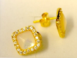 Gold Ohrstecker mit Perlmutt Mitte y1 - Bild 1 von 2