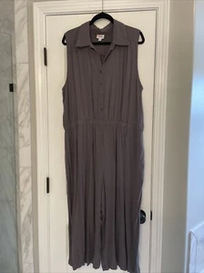 Lularoe 2XL Kathy Collared Button Jumpsuit Solid Gray - Picture 1 of 6