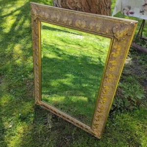S7NCSX - Specchio Con Cornice In Legno Dorato - Vintage - 92 Cm X 69,5 Cm - Foto 1 di 6
