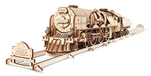 UGears V-Express Steam Train with Tender - Wooden Mechanical Model - 538 Pieces - Picture 1 of 7