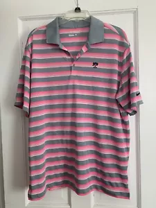 Nike Golf Tour Performance Dri-Fit Polo Shirt SS Gray Pink Striped Mens sz L - Picture 1 of 5
