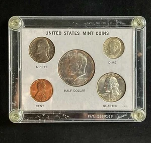 US Mint Coin Set. 1964 Half Dollar,Quarter, Dime 90%Silver. Nickel Cent (Copper) - Picture 1 of 12