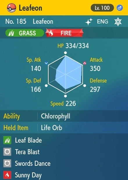 POKÉMON Pokemon Scarlet and Violet 6iv Shiny Max EV Leafeon