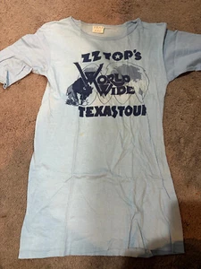 Vintage Original ZZ TOP WORLDWIDE TEXAS TOUR T SHIRT M 38-40 Light Blue - Picture 1 of 4