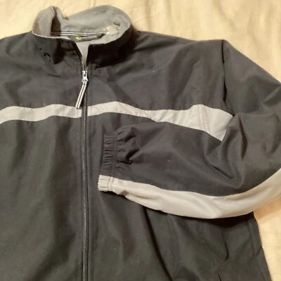 Tek Gear Men’s L Jacket Windbreaker Full Zip Black Gray Large Lined Pockets - Image 1 of 4