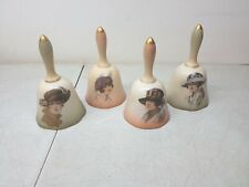 Porcelain Collectible Bell Set Of 4 Featuring 1920s Flapper Girls 