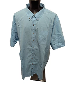 HB HARBOR BAY Size 5XLT Short Sleeve Button Front Shirt Light Blue Cotton Blend - Picture 1 of 9