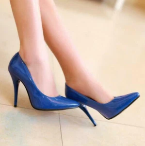Zapatos de vestir clásicos de fiesta sin cordones de tacón alto con tacones de aguja en punta para mujer - Imagen 1 de 19