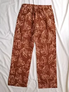 Pantalones Stine Goya Algodón Fatou Mujer Talla M Bordados Floral Marrón Rosa Pull On - Imagen 1 de 7