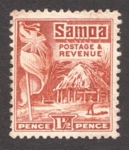 1921 Samoa - Sc# 144a - 1½ Pence, Architecture, Hut & Flag - MH stamp Cv$20 - Picture 1 of 1
