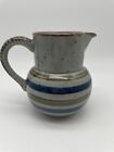 4" Pottery Pitcher Unmarked Grey Blue Brown Stripes Possible Seymour Mann