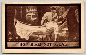 C Ryan~Lovely Lady Lounges in Hammock~Young Man: Thou Shalt Not Steal~Kiss~Sepia - Picture 1 of 2