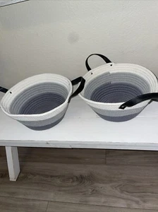 "Juego de dos cestas de cuerda tejidas de algodón con asas 6X12""" - Imagen 1 de 4