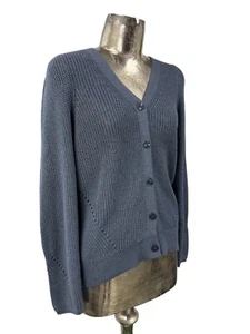 Fransa Knit Cardigan Size XL Womens Blue Cotton Chunky Top NEW EU46 RRP £50 - Picture 1 of 16