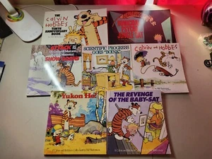 Lot of 7 Calvin & Hobbes by Bill Watterson large Paperback Books Free Shipping - Picture 1 of 3