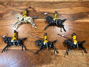 Indian Mounted Lancers Bugler Britains Metal Toy Horse Soldiers Set Of 5