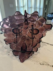 Vintage Art Glass Grape Cluster Dish Bowl Purple Amethyst German Rastal Noblesse - Picture 1 of 4
