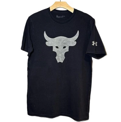 Camiseta Under Armour UA Project Rock Brahma Bull Negra Manga Corta XLarge M Gimnasio Foto 1 de 4