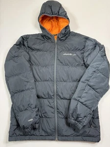Eddie Bauer Puffer Jacket Mens Medium Full Zip EB650 Down Wide Channel Hooded - Picture 1 of 11