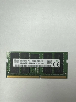 Hynix 32GB 2Rx8 PC4-3200 ECC SODIMM DDR4-25600 ECC Unbuffered RAM - Image 1 of 2