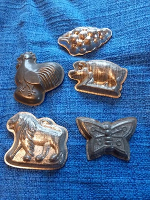 Alte Schokoladenformen, SECHS Stück, Tiere, auch für  Eiskonfekt - Bild 1 von 2