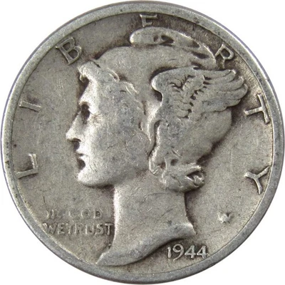 1944 D Mercury Dime VG Very Good 90% Silver 10c US Coin Collectible - Image 1 of 2