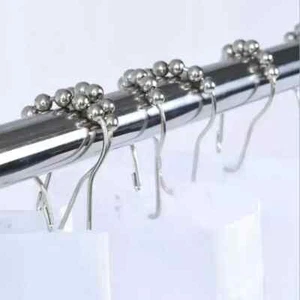⭐️ DUSCHVORHANG WEISS -mit eleganten silbernen Ringen ⭐️VERSCHIEDENE GRÖSSEN - Bild 1 von 14