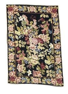 Alfombra Floral Victoriana Vintage Punta Aguja Francesa Multicolor 89 x 59 cm - Imagen 1 de 7