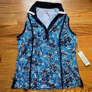 Kinona Shape Shifter ärmelloses Golf Top blau Blumenprint Gr. XS - Bild 1 von 6