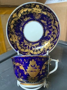 Antique 19th Century Derby Cobalt Blue And Gold Cup & Saucer C1820 - Picture 1 of 5