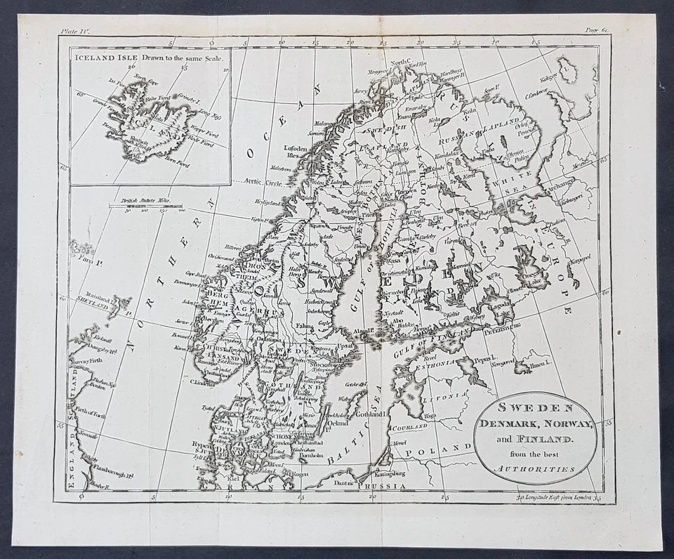 1770 John Cary Original Antique Map Sweden, Denmark, Norway, Finland & Iceland - Image 1 of 1