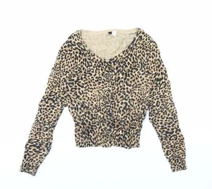 Womens Brown V-Neck Animal Print Cotton Blend Cape Jumper Size 10 - Picture 1 of 12