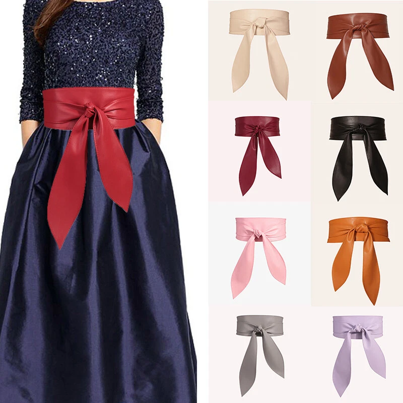 Lady Obi Bow Belt Cinch Waistband Waistband Kimono Corset Wide Faux Leather Tie& - Image 1 of 4
