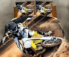 4Pcs 3D Motocross Bedding Set Duvet Cover Pillowcase Double UK 100% Cotton Satin