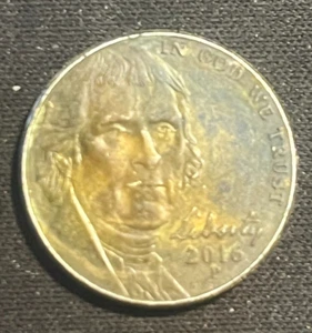 2016 P JEFFERSON NICKEL IMPROPERLY ANNEALED PLANCHET ERROR - Picture 1 of 2