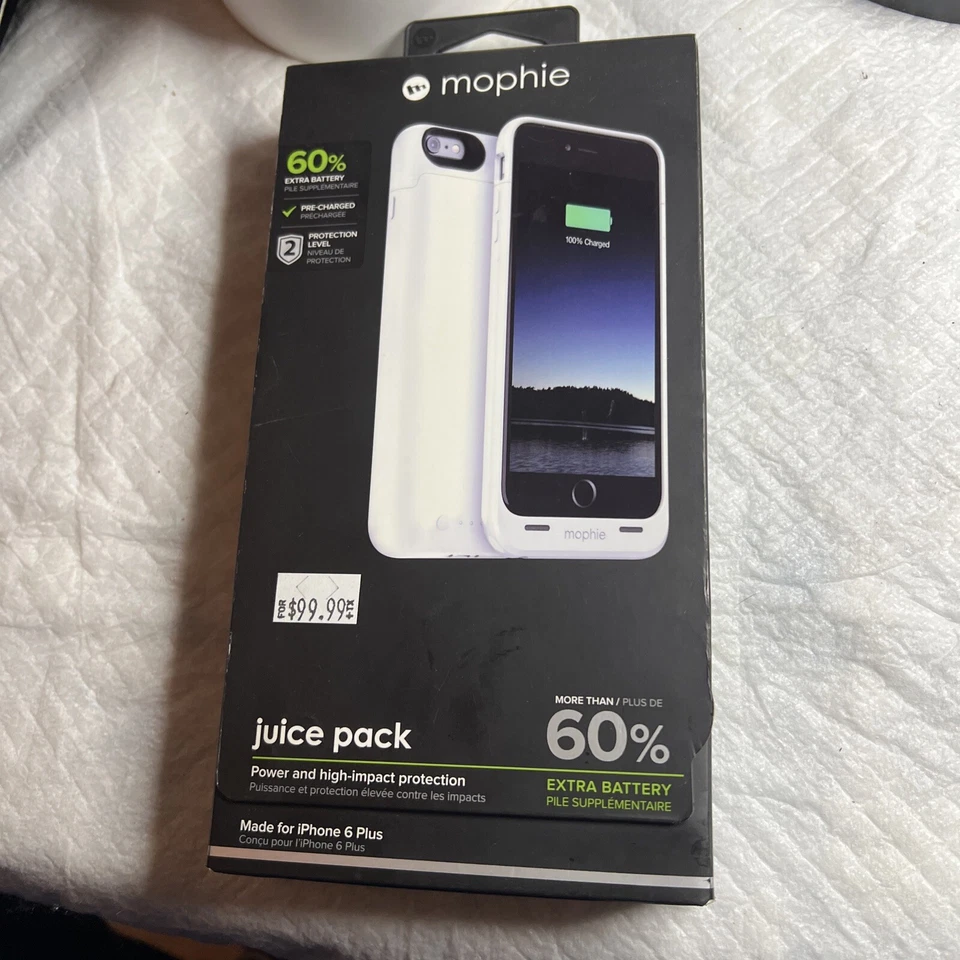 mophie Juice Pack Plus for Apple iPhone 6 in White 120 Extra Battery Life
