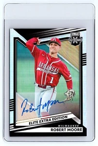 2022 Panini Elite Extra Edition Rookie Auto #72 Robert Moore Milwaukee Brewers - Foto 1 di 2
