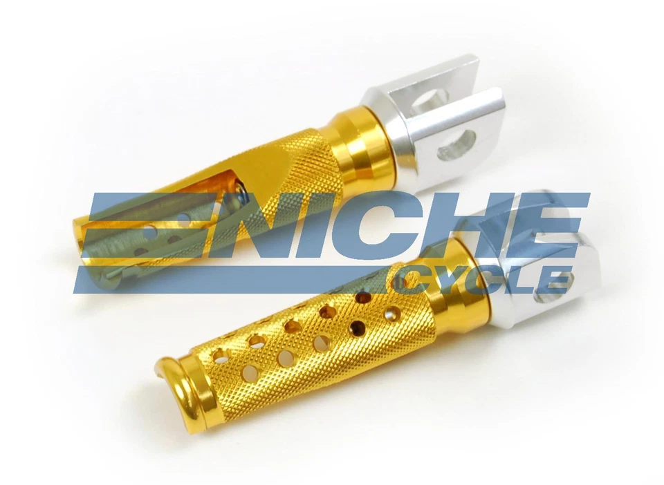Kawasaki Ninja 250R EX250F 1988-2005 Front Gold Slash Cut Billet Race Foot Pegs - Image 1 of 1
