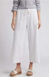 Caslon Drawstring Wide Leg Linen Blend Pants - White Size Small - Picture 1 of 11
