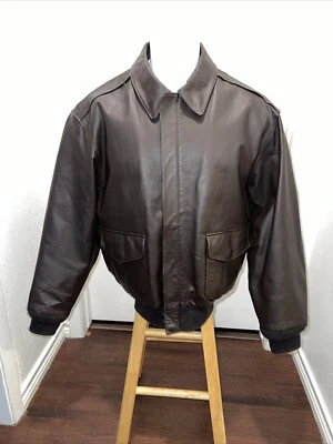 Air Force Airborne Military Bomber Pilot Men SZ LG Leather Jacket Coat Biker - Image 1 of 4