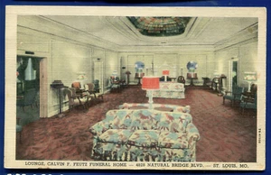 Calvin F Feutz Funeral Home Interior view St Louis Missouri Advertising Postcard - Picture 1 of 2
