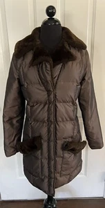 COMFY Women's Vintage Down Brown  Puffer Jacket w/ Faux Fur Collar READ DESC - Picture 1 of 8