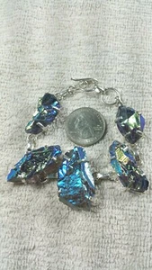 7,4-8,0" verstellbar TITAN DRUZY AURA QUARZ STERLINGSILBER KNEBELARMBAND 32g - Bild 1 von 9