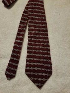 Zylos By George Machado Burgundy Silk Tie W/Designs - Italian Silk Made in USA - Picture 1 of 4