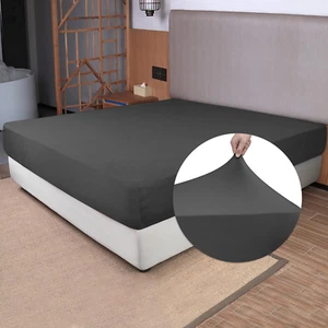 Stretch King Size Fitted Sheet Only - 4-Way Stretchy Jersey Knit, Cozy T-Shirt S - Picture 1 of 12