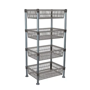 Kitchen Details 4 Tier Slim Basket Shelf Rack Storage Organizer Kitchen Bathroom - Picture 1 of 8