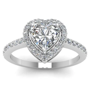 R049 Damen Modeschmuck 18K Weißgold GP Verlobung Hochzeit Herz Band Ring - Bild 1 von 4