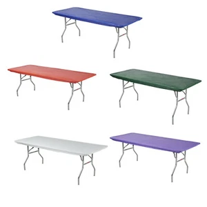 Kwik-Covers Rectangular Fitted Plastic Table Covers, 8' x 30" - Bundle of 5 - Picture 1 of 29