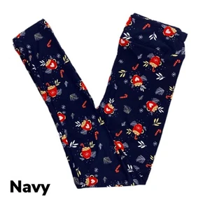 Lularoe Christmas Leggings Holiday Kids LXL Cocoa Mugs Hot Chocolate Candy Cane - Picture 1 of 2