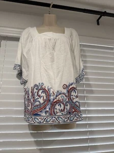 J.Jill Blouse- Womans Size L White with Decorations on sleeves and waist - Picture 1 of 6